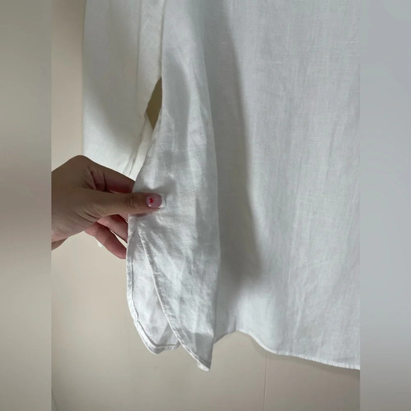 Laju 100% Linen Off The Shoulder Sheer White Blouse Top Women’s Size XS - Picture 12 of 15